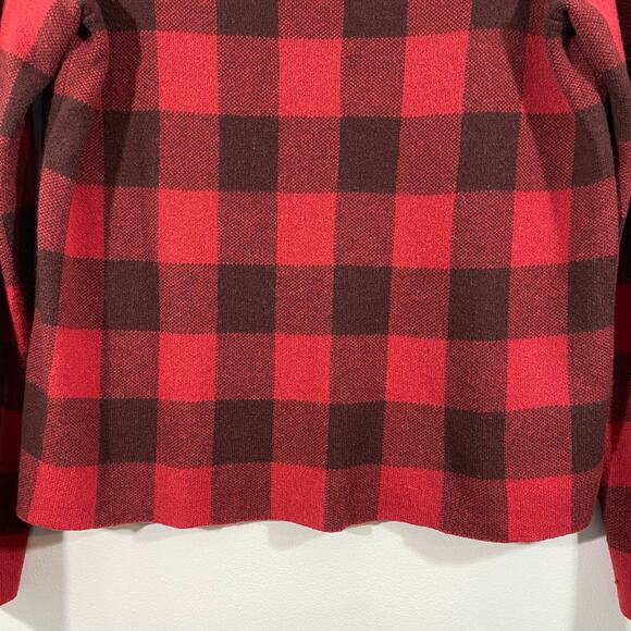 Field Flower Anthropologie Red Buffalo Plaid Wool Blend Mock Neck Sweater Size S - Picture 3 of 8